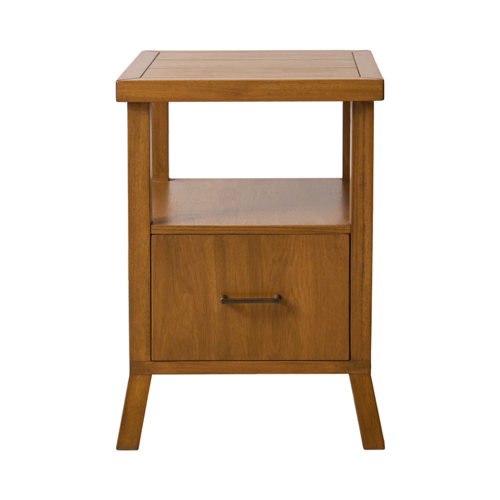 MESA DE LUZ CLASICO 1C CON ESTANTE LUSTRE MIEL